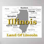 Illinois State Pride Map Silhouette Poster (Voorkant)