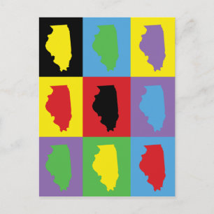 Illinois State Pride Pop Art Patroon Briefkaart