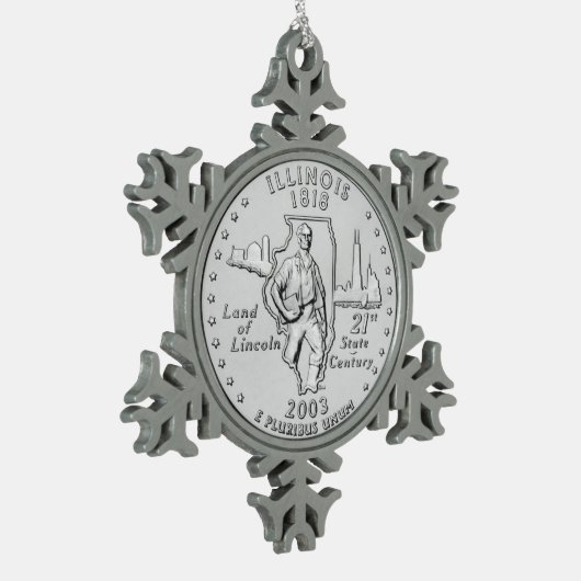 Illinois State Quarter Tin Sneeuwvlok Ornament (Links)