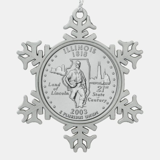 Illinois State Quarter Tin Sneeuwvlok Ornament (Voorkant)