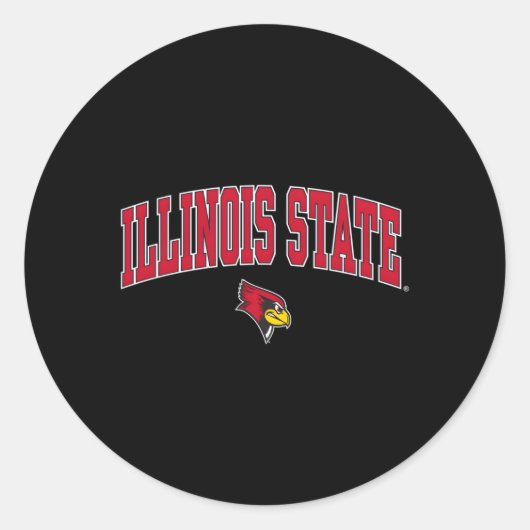 Illinois State Redbirds Arch Over Zwart Ronde Sticker (Voorkant)