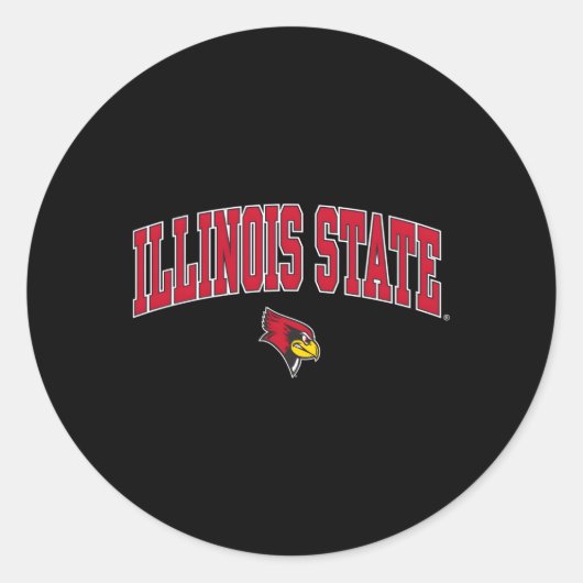 Illinois State Redbirds Arch Over Zwart Ronde Sticker (Voorkant)