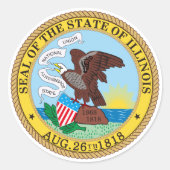 Illinois State Seal Ronde Sticker (Voorkant)