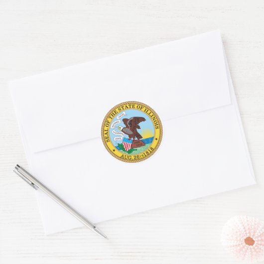 Illinois State Seal Ronde Sticker (Envelop)