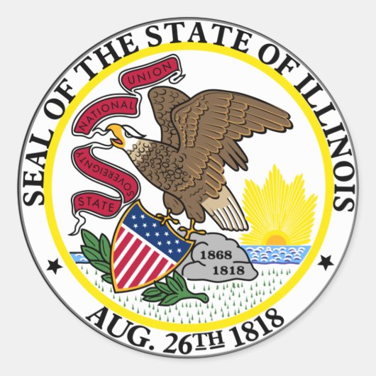 Illinois State Seal Ronde Sticker (Voorkant)