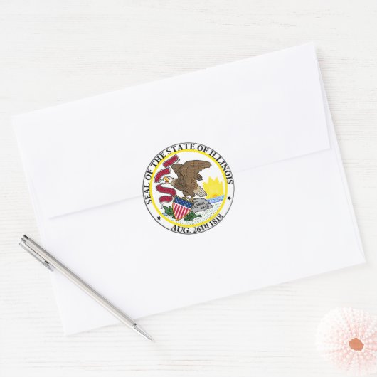 Illinois State Seal Ronde Sticker (Envelop)