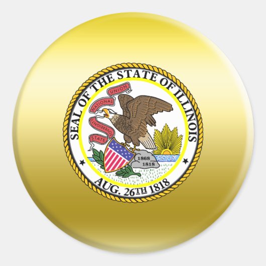 Illinois State Seal Ronde Sticker (Voorkant)