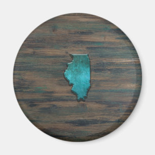 Illinois State Shape Blauwgroen Magneet