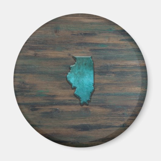 Illinois State Shape Blauwgroen Magneet (Voorkant)