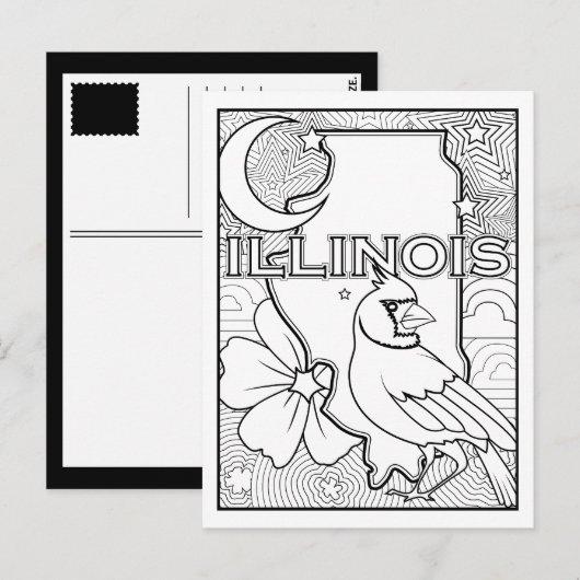 Illinois State Shape Collage Kleur Me In Briefkaart (Voorkant / Achterkant)