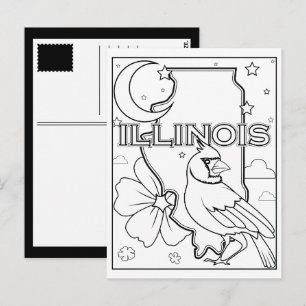 Illinois State Vorm Bloem Birdcollage Briefkaart