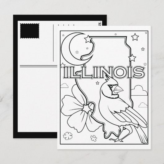Illinois State Vorm Bloem Birdcollage Briefkaart (Voorkant / Achterkant)