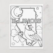 Illinois State Vorm Bloem Birdcollage Briefkaart (Voorkant)