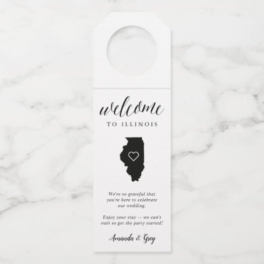 Illinois State Wedding Welkom Flessenhanger (Voorkant)