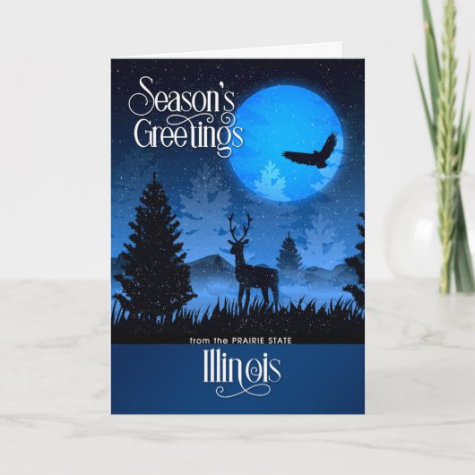 Illinois The Prairie State Woodland Deer Feestdagen Kaart (Voorkant)