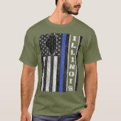 Illinois Thin Blue Line Police Week USA Vlag Cop T-shirt (Voorkant)