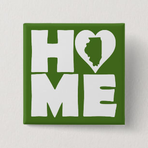 Illinois Thuis Hart Staat Knop Badge Speld Vierkante Button 5,1 Cm