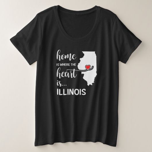 Illinois thuis is waar het hart ligt grote maat t-shirt (Design voorkant)