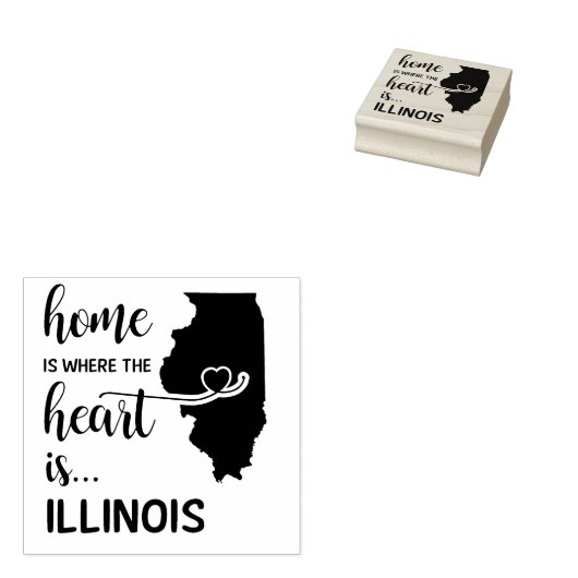 Illinois thuis is waar het hart ligt rubberstempel (Gestempeld)