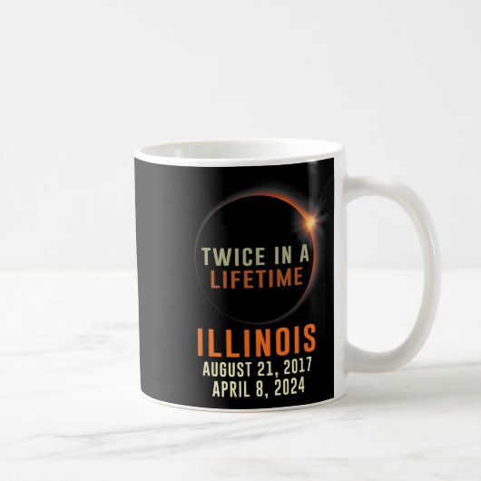 Illinois totale zonsverduistering twee keer in een koffiemok (Rechts)