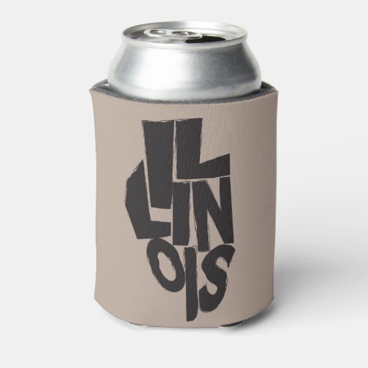 Illinois typografisch ontwerp op kaart overzicht blikjeskoeler (Blikje Achterkant)