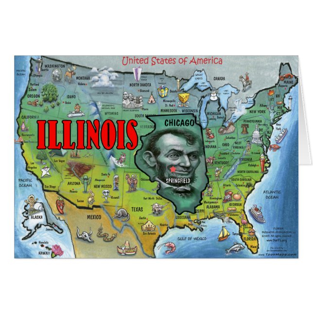 Illinois USA Map (Voorkant Horizontaal)