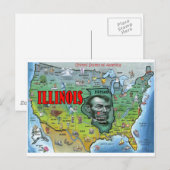 Illinois USA Map Briefkaart (Voorkant / Achterkant)