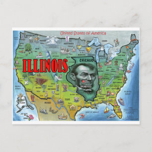 Illinois USA Map Briefkaart