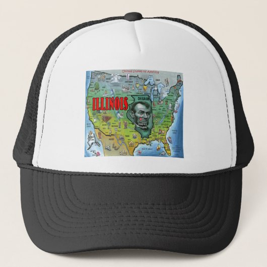 Illinois USA Map Trucker Pet (Voorkant)
