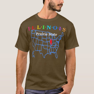 Illinois USA Prairies State met kaart TShirt