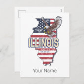 Illinois Verenigde Staten Eagle Retro Kaart Veren (Voorkant / Achterkant)