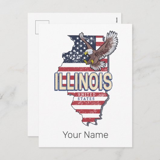 Illinois Verenigde Staten Eagle Retro Kaart  Veren (Voorkant / Achterkant)