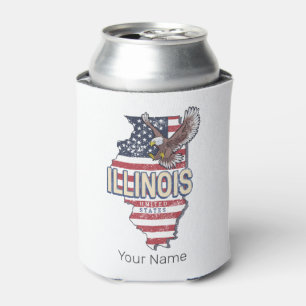 Illinois Verenigde Staten Eagle Retro Kaart Veren Blikjeskoeler