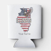 Illinois Verenigde Staten Eagle Retro Kaart Veren Blikjeskoeler (Achterkant)