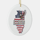 Illinois Verenigde Staten Eagle Retro Kaart  Veren Keramisch Ornament (Rechts)
