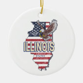 Illinois Verenigde Staten Eagle Retro Kaart  Veren Keramisch Ornament (Voorkant)