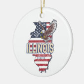 Illinois Verenigde Staten Eagle Retro Kaart  Veren Keramisch Ornament (Links)
