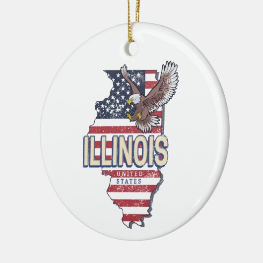 Illinois Verenigde Staten Eagle Retro Kaart  Veren Keramisch Ornament (Links)