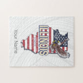 Illinois Verenigde Staten Eagle Retro Kaart  Veren Legpuzzel (Horizontaal)