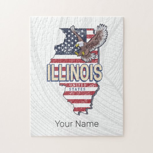 Illinois Verenigde Staten Eagle Retro Kaart  Veren Legpuzzel (Verticaal)