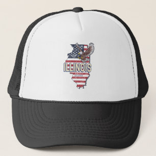 Illinois Verenigde Staten Eagle Retro Kaart  Veren Trucker Pet