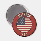 Illinois Verenigde Staten van Amerika Magneet (Voorkant / Achterkant)