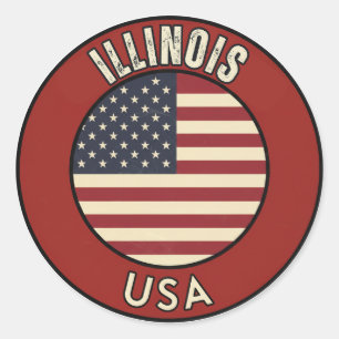 Illinois Verenigde Staten van Amerika Ronde Sticker