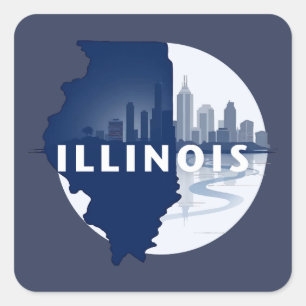 Illinois Verenigde Staten Vierkante Sticker