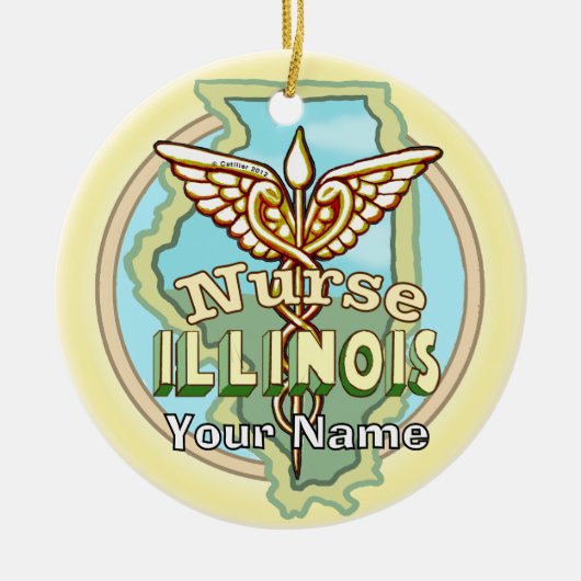 Illinois Verpleegster Caduceus Keramisch Ornament (Voorkant)