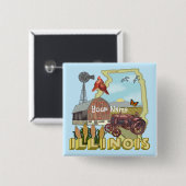 Illinois Vierkante Button 5,1 Cm (Voorkant /achterkant)