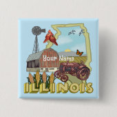 Illinois Vierkante Button 5,1 Cm (Voorkant)