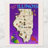 Illinois Vintage Kaart  Wijn Etiket (Enkel label)