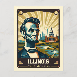 Illinois | Vintage van patriottische spirit Briefkaart