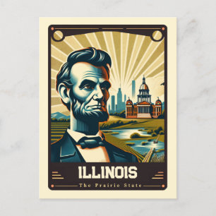 Illinois   Vintage van patriottische spirit Briefkaart